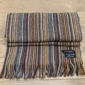 💯 Wool Harry Rosen Multicolor Striped Scarf (Unisex)